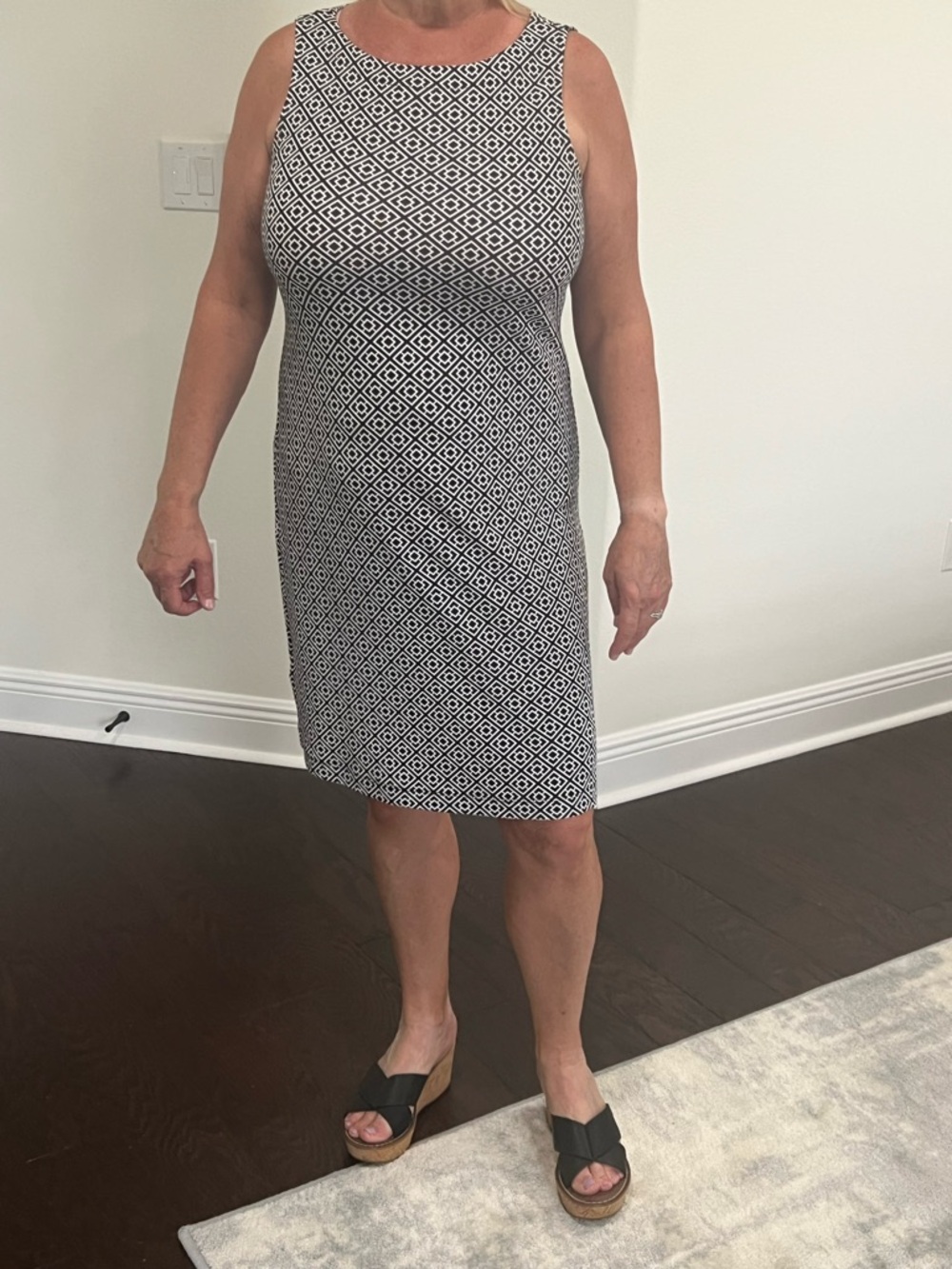 Tommy Bahama Black & White Diamond-Print Midi Dress